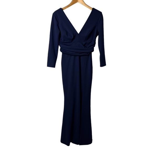 Dress The Population Carmen Dress Blue Size Small Curve Hugging Trumpet Gown - Picture 4 of 12